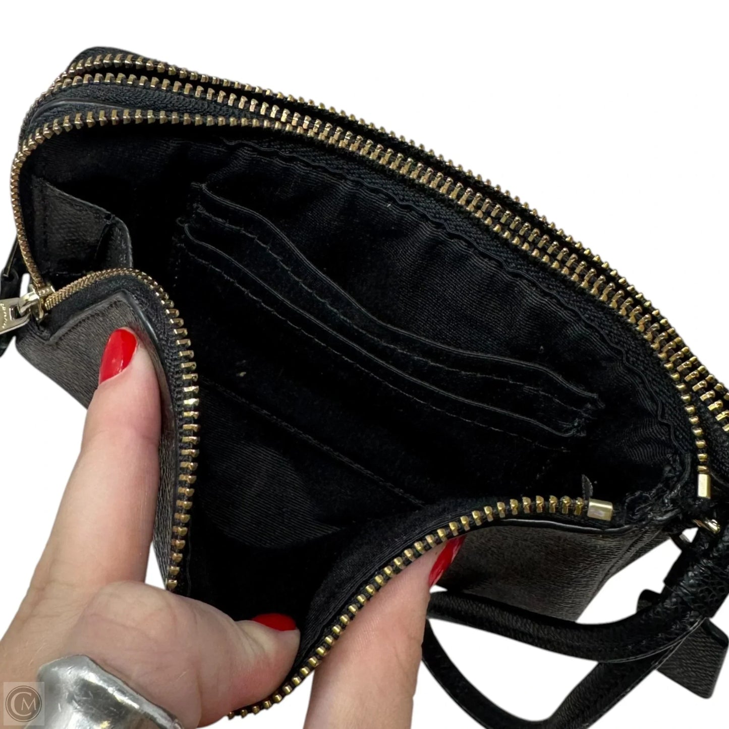 Double Corner Zip Wristlet Designer By Coach, Size: Small