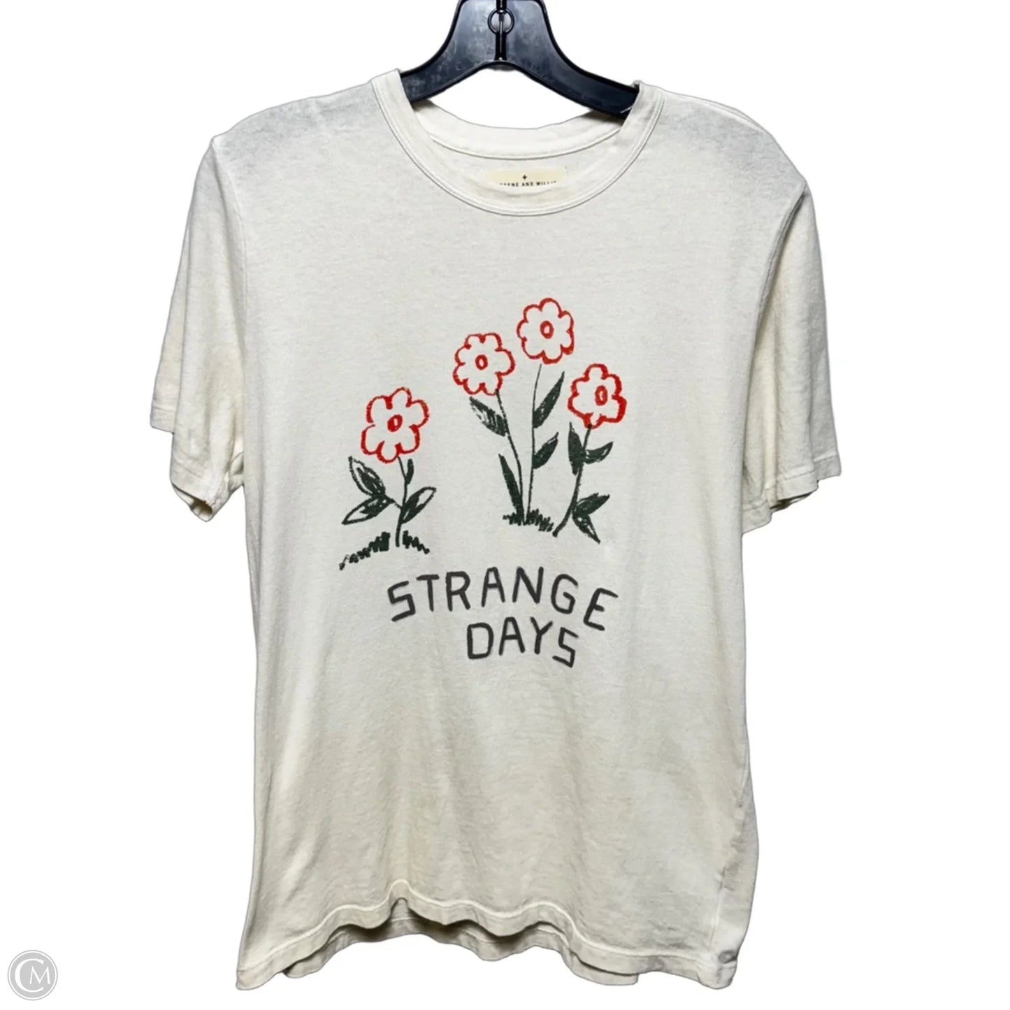 Strange Days Graphic Top Short Sleeve By Imogene and Willie In Cream, Size: S