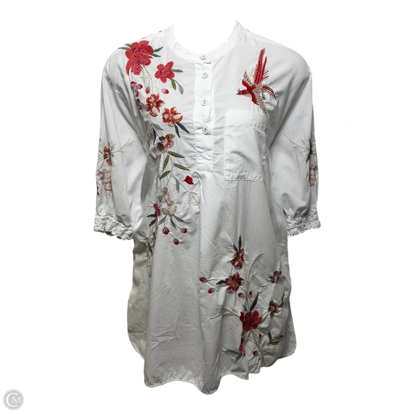 Cherri Embroidered Shift Tunic Dress By Johnny Was In White, Size: Xl