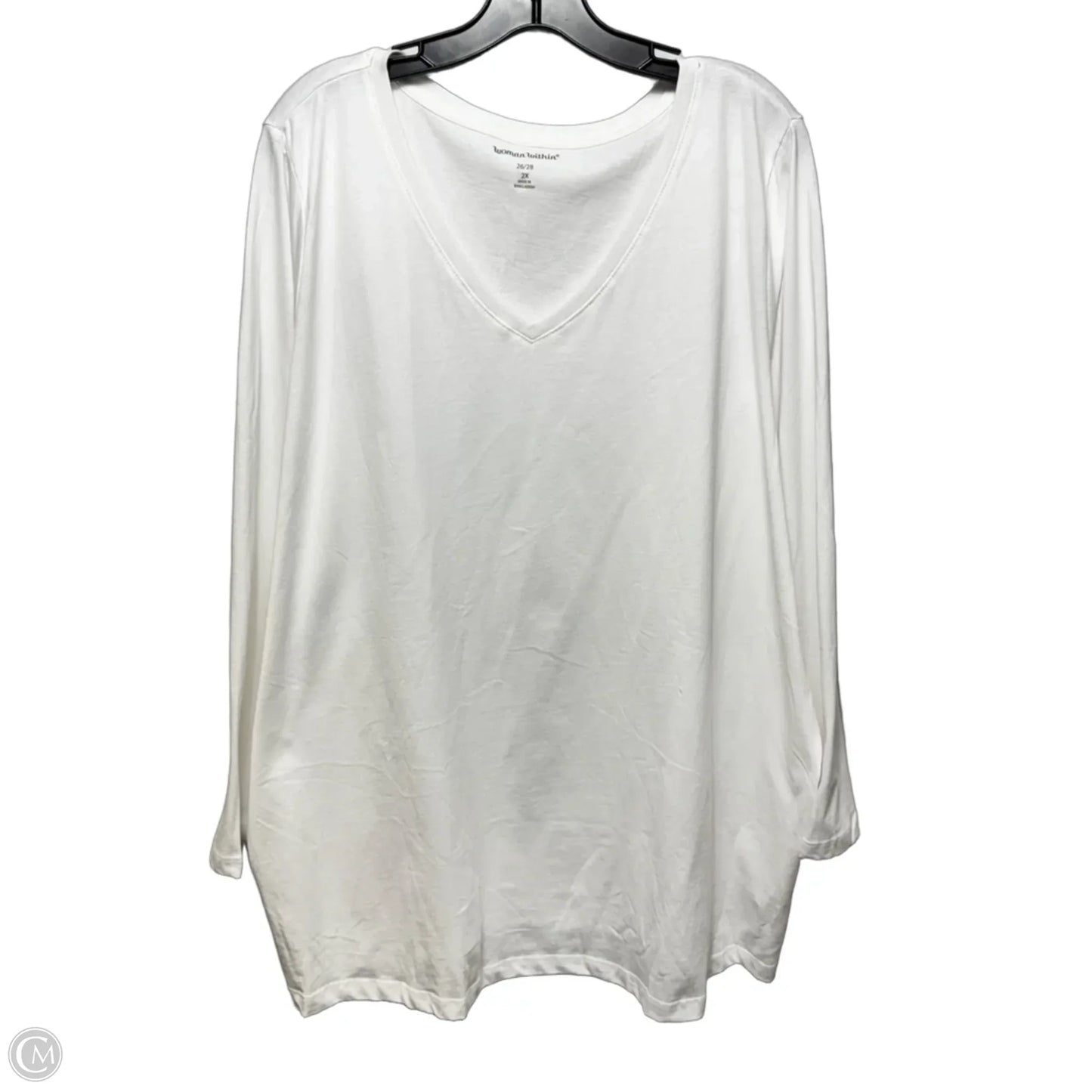 Top Long Sleeve Basic By Woman Within In White, Size: 2x