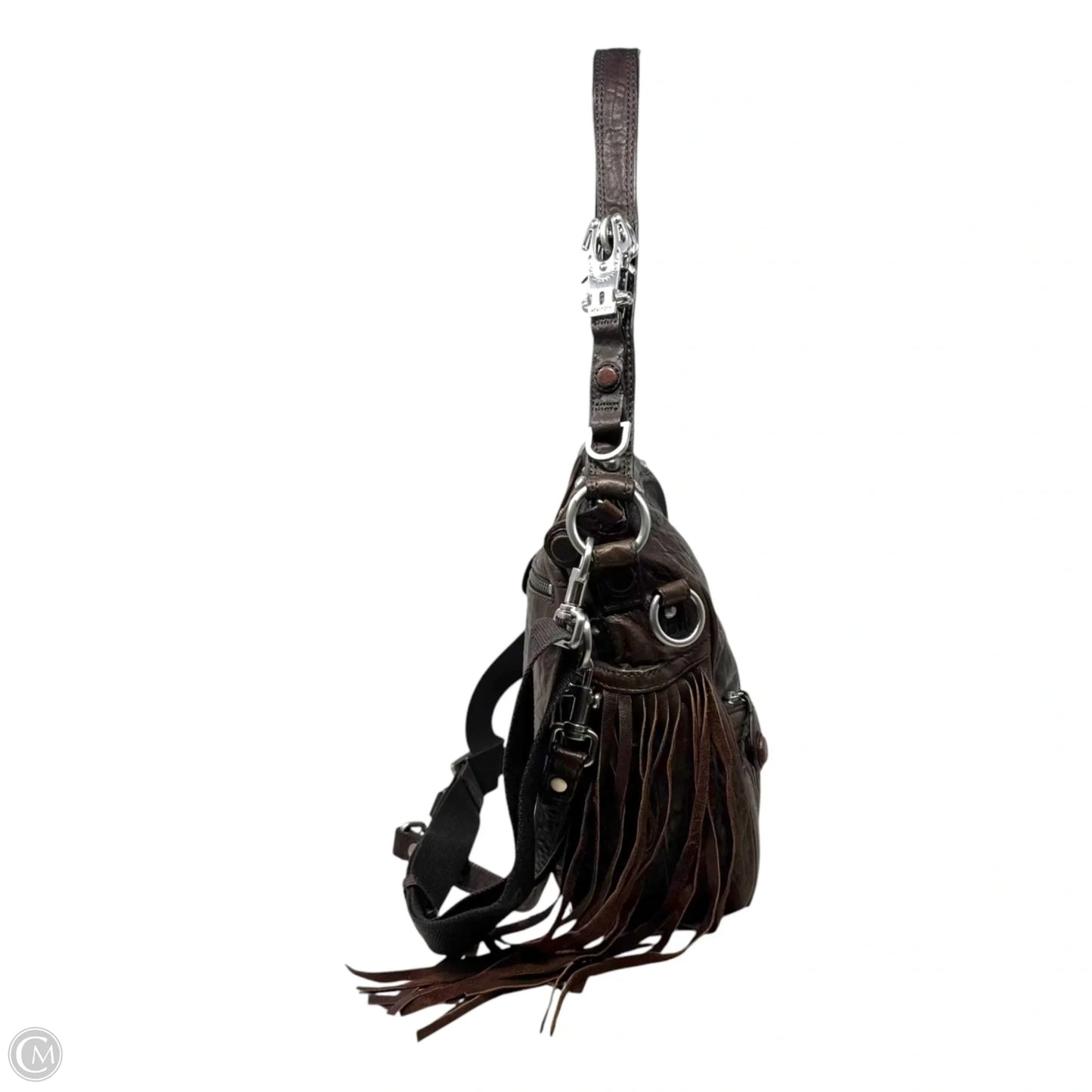 Fringe Leather Satchel Handbag By George Gina & Lucy, Size: Medium