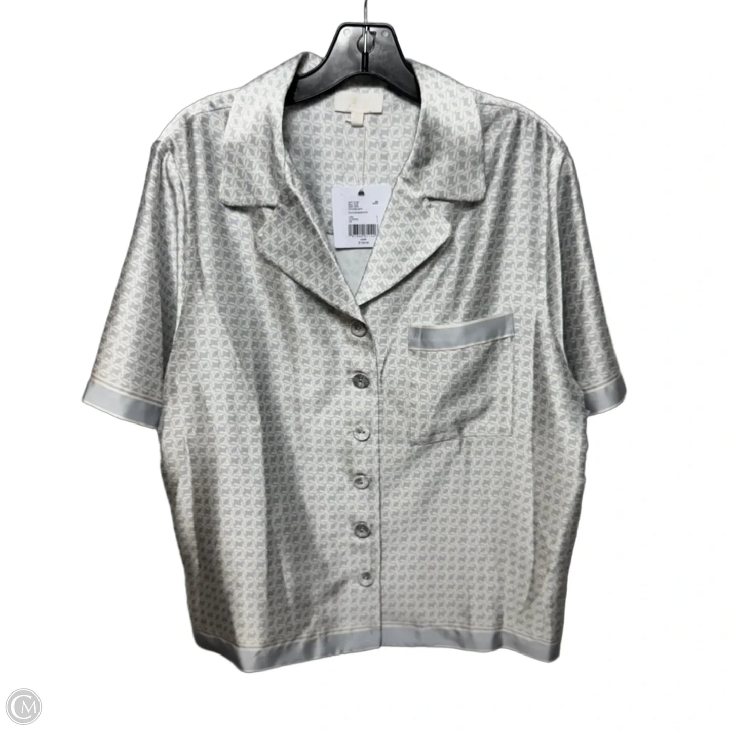 Top Short Sleeve By Le AL.X In Platinum/White, Size: L