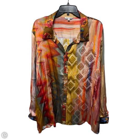Top Long Sleeve By John Mark In Multi-colored, Size: 2x