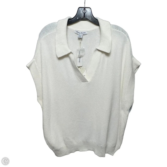 Cotton Pebble Stitch Collar Sweater Top Short Sleeve By Tommy Bahama In Coconut, Size: Xl