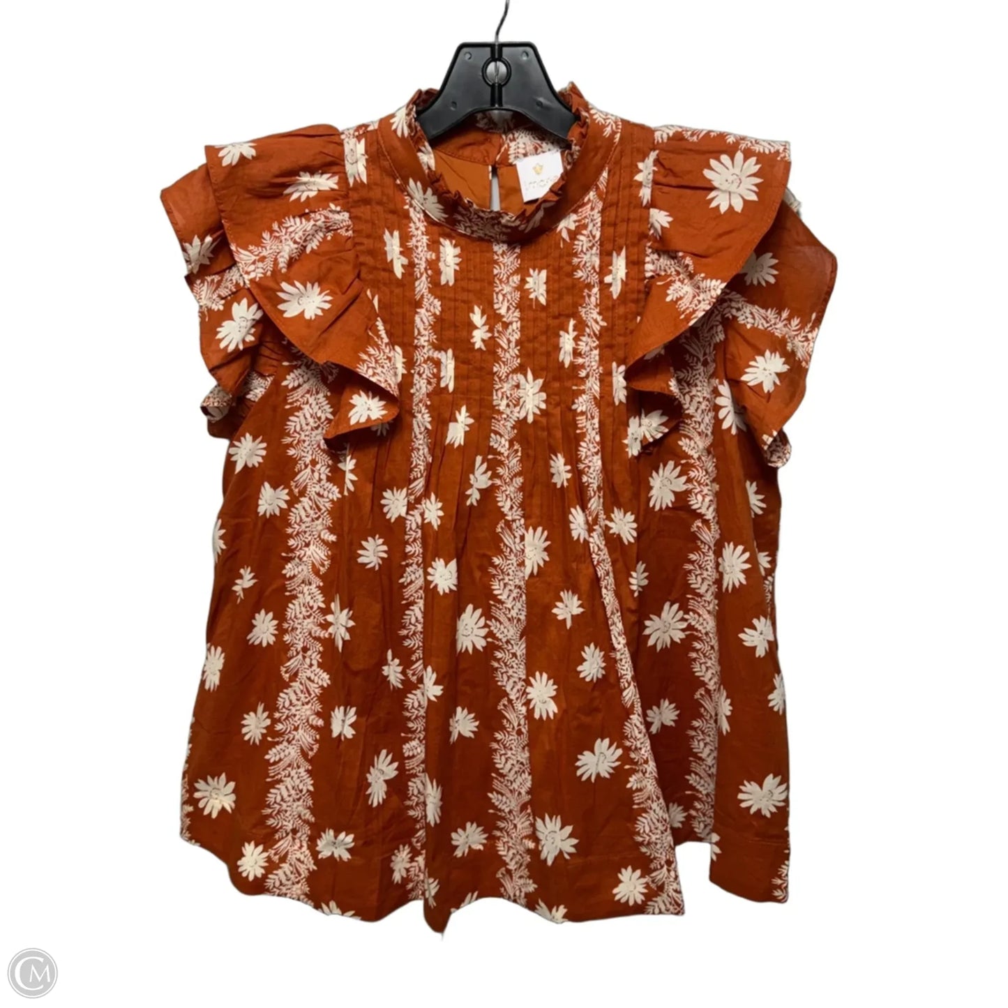 Aubrey Pleated Top Sleeveless By J.marie In Orange, Size: M