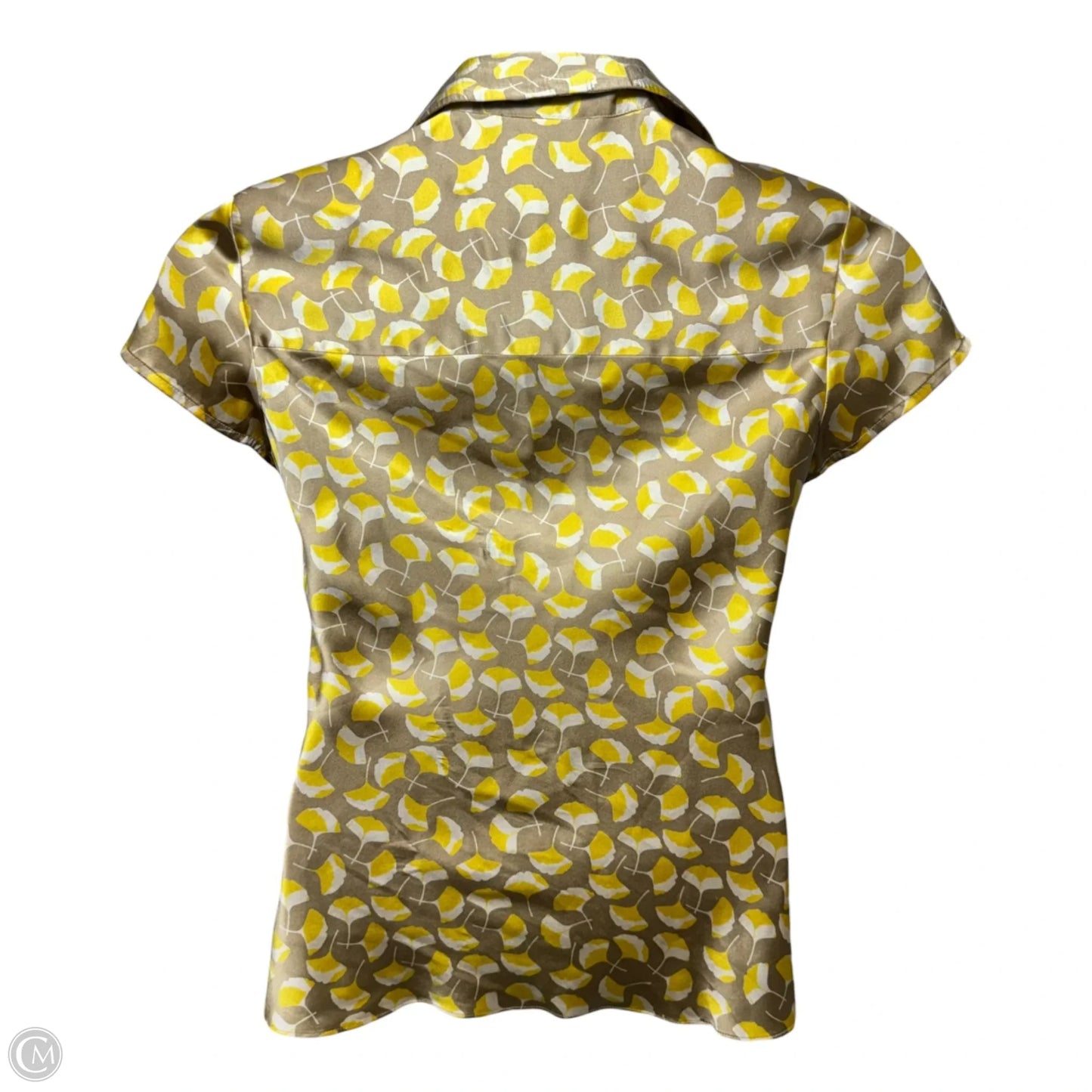 Vespa Gingko Blouse Designer By Diane Von Furstenberg In Tan & Yellow, Size: 8