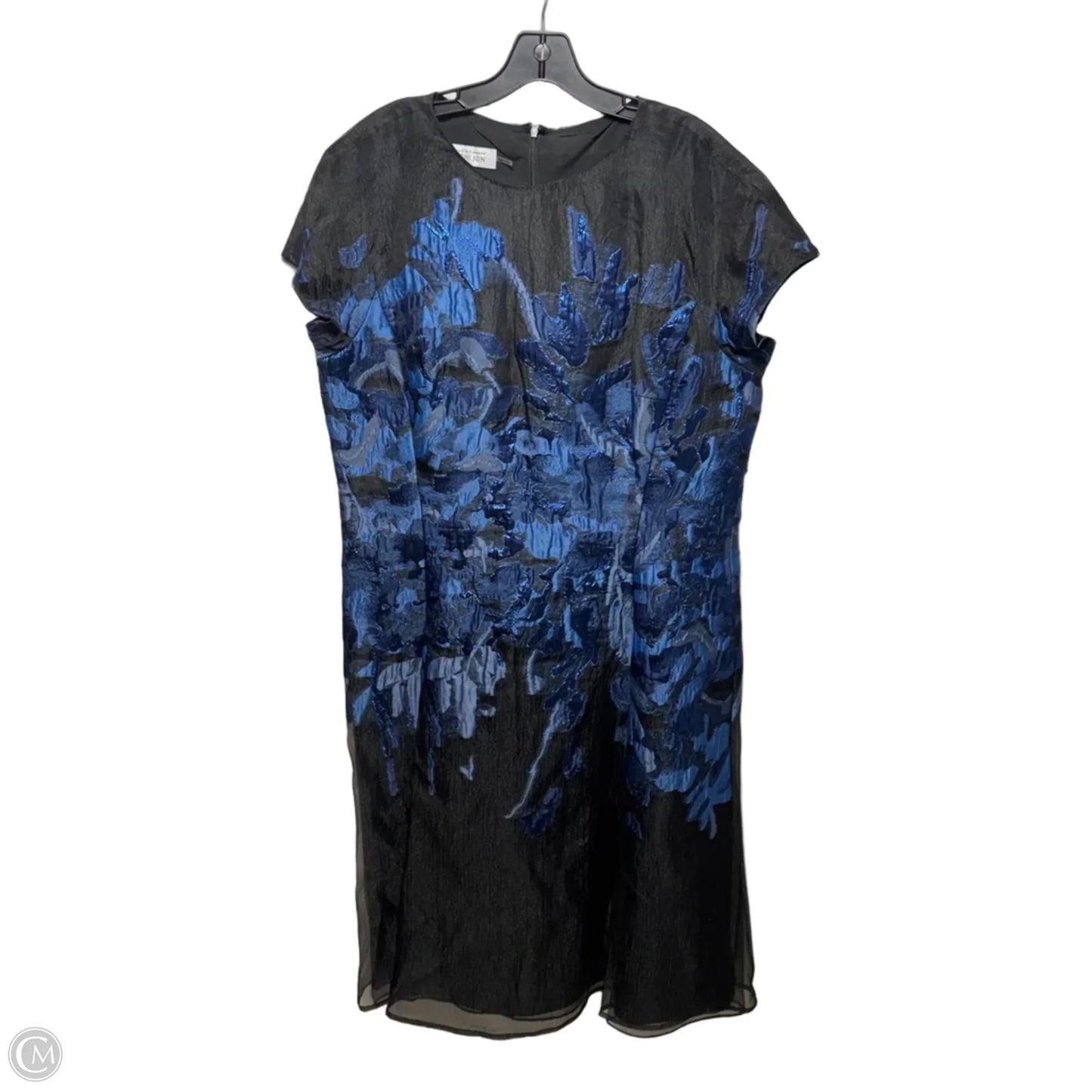 Dress Party Midi By Teri Jon & Rickie Freeman In  Black & Blue, Size: Xl ESTIMATED