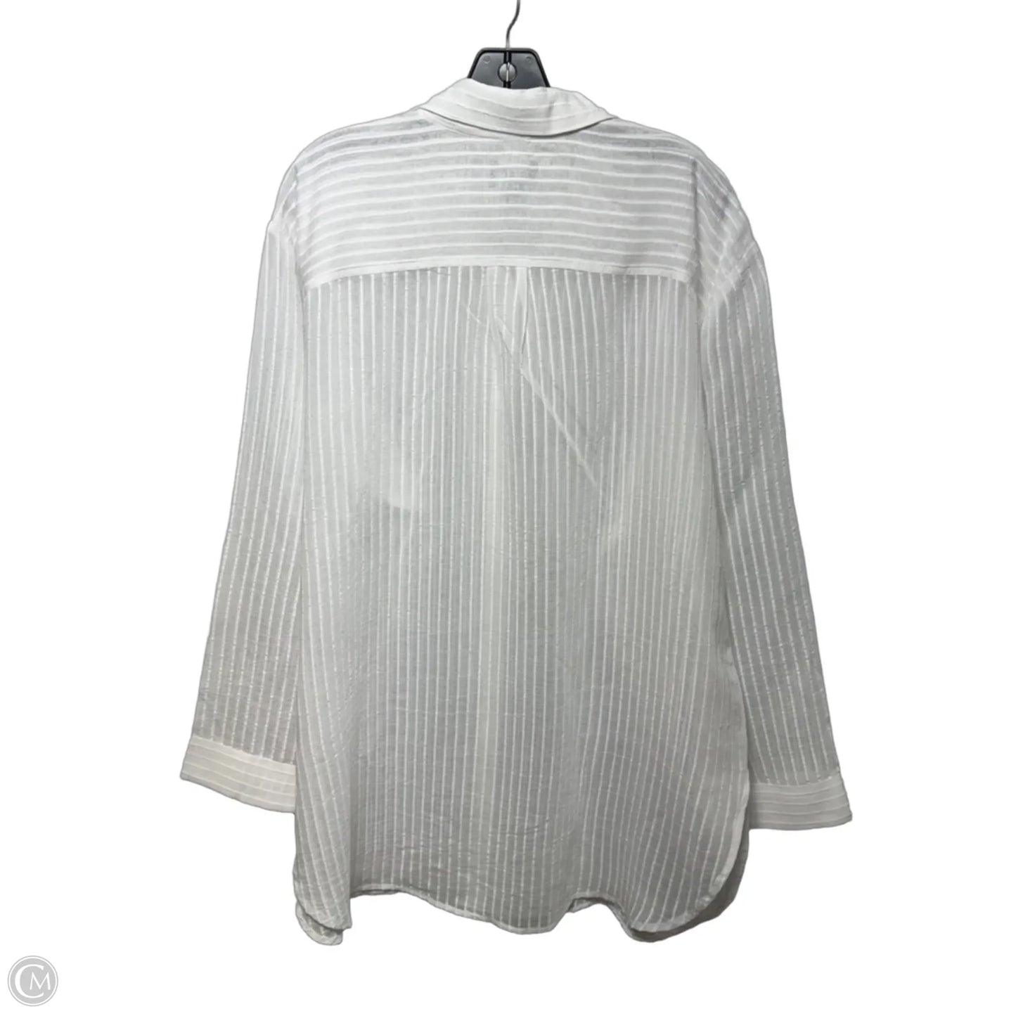 Sheer Top Long Sleeve By Lands End In White, Size: L (14-16)