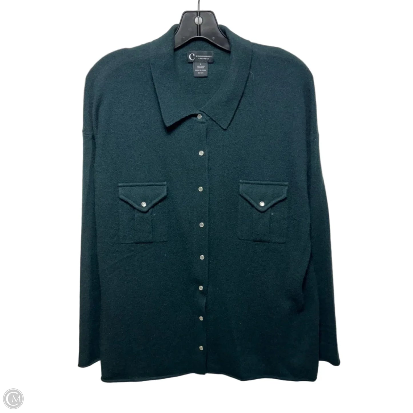Sweater Cardigan Cashmere By Bloomingdales In Green, Size: L