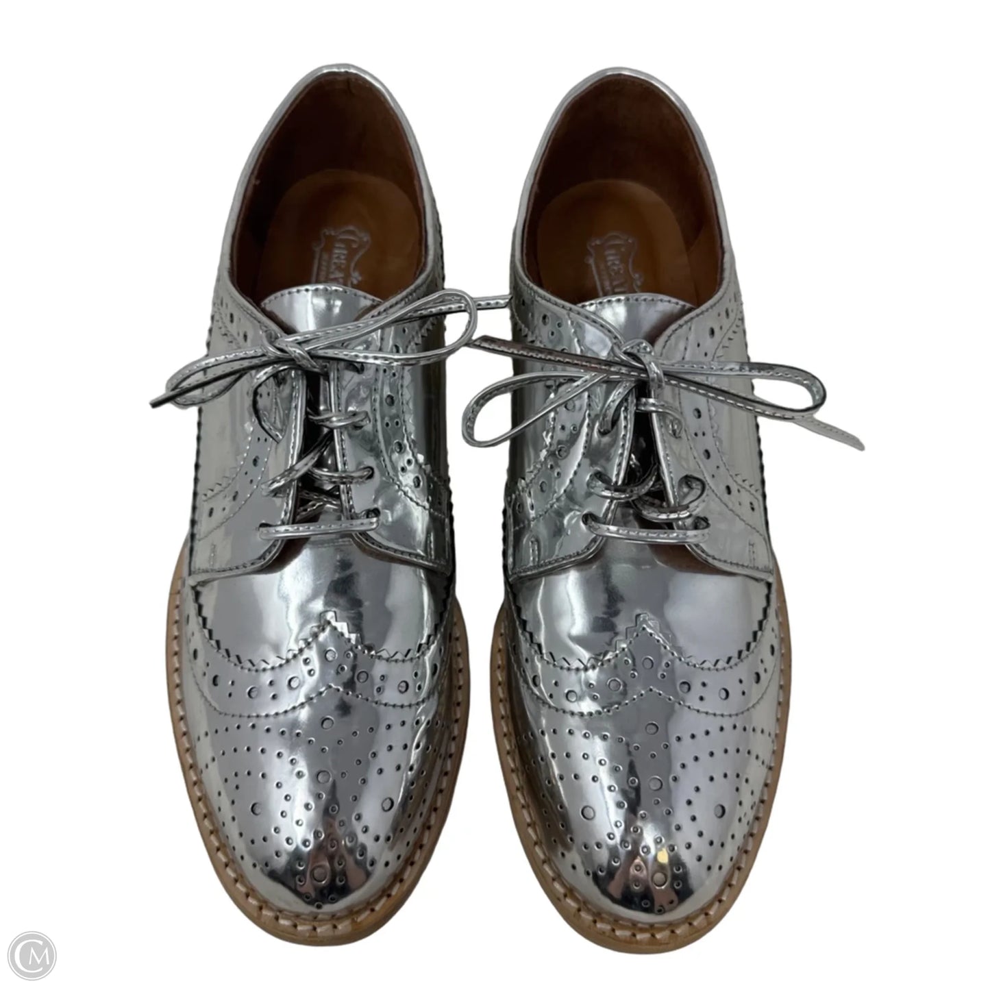 Metallic Brogue Shoes Flats By Jeffrey Campbell In Silver, Size: 10