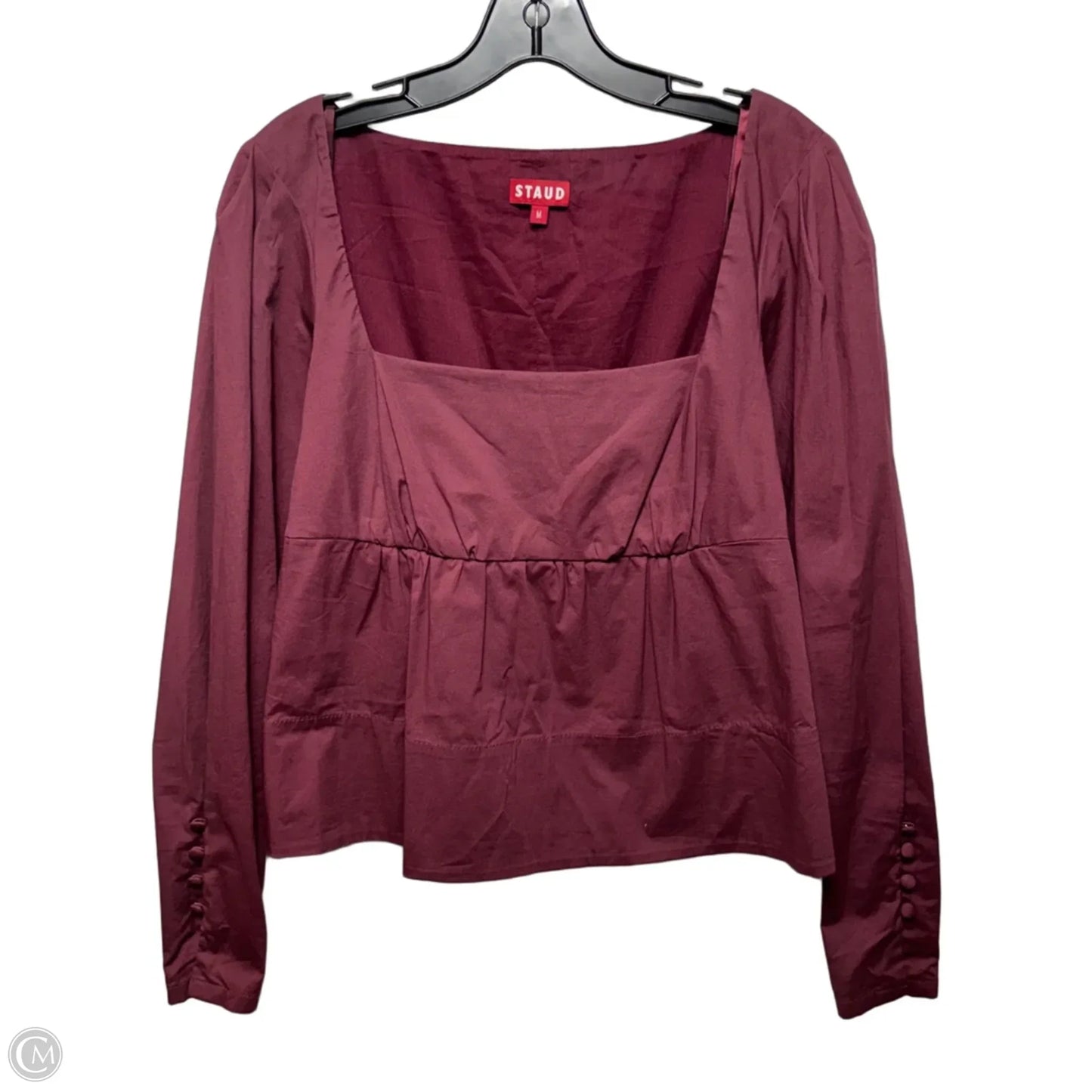 Peggy Long Sleeve Top Designer By Staud In Plum, Size: M