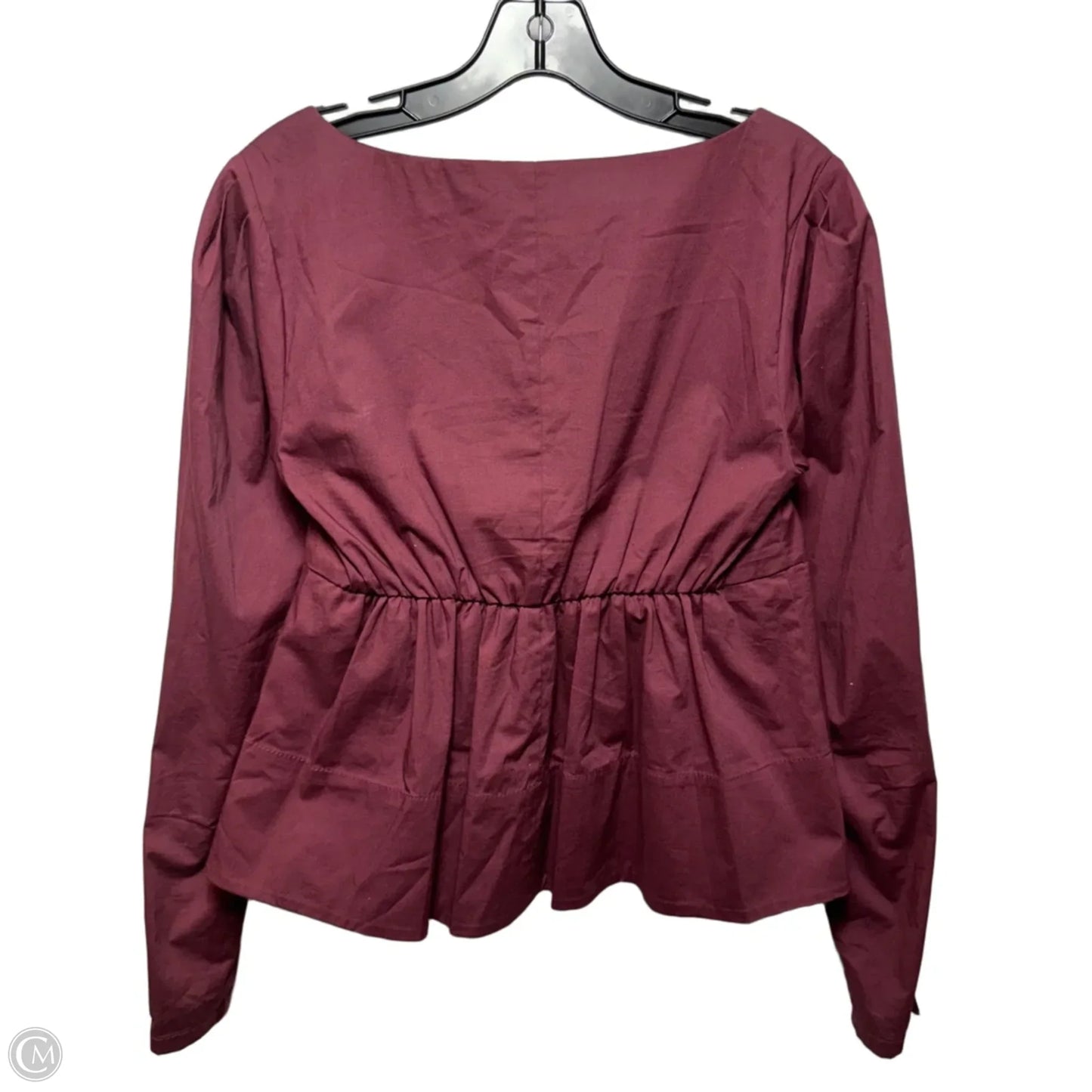 Peggy Long Sleeve Top Designer By Staud In Plum, Size: M
