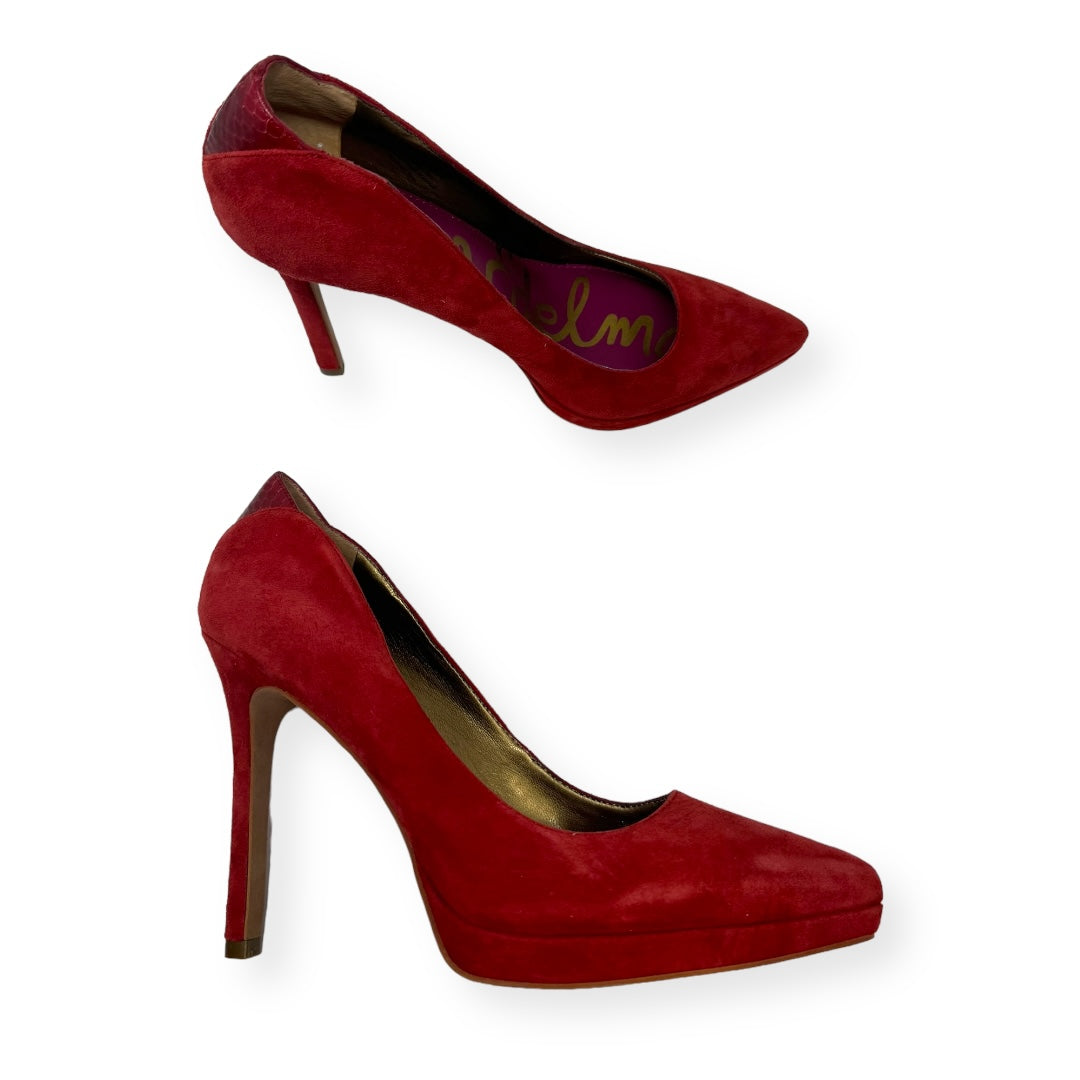 Red Shoes Heels Stiletto Sam Edelman, Size 8