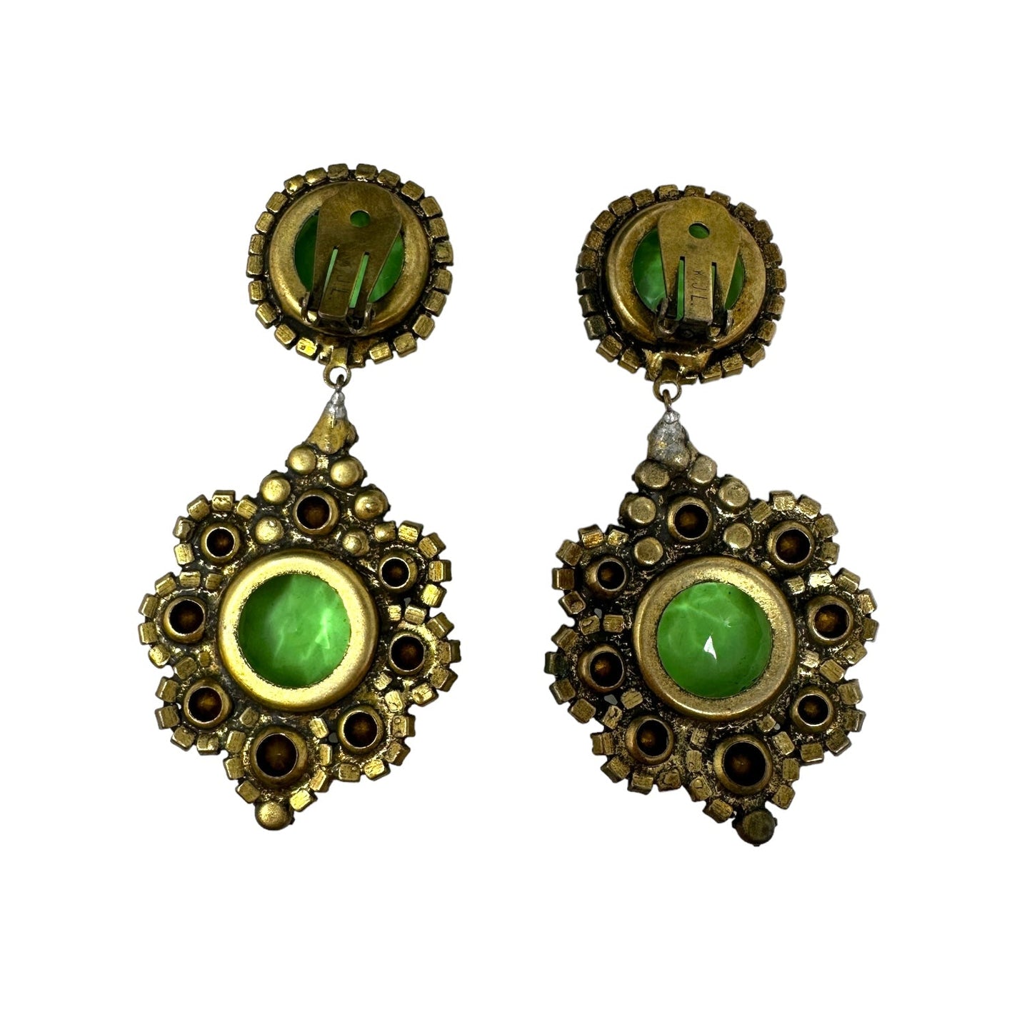 Crystal Peridot Drop Clip Earrings Luxury Designer By Kenneth Jay Lane