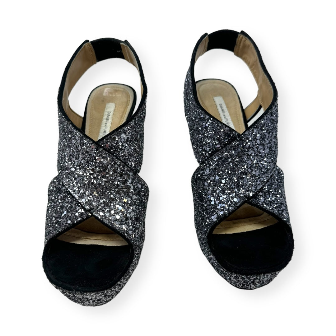 Zia Glitter Heel Sandal Shoes Designer By Diane Von Furstenberg  Size: 6.5