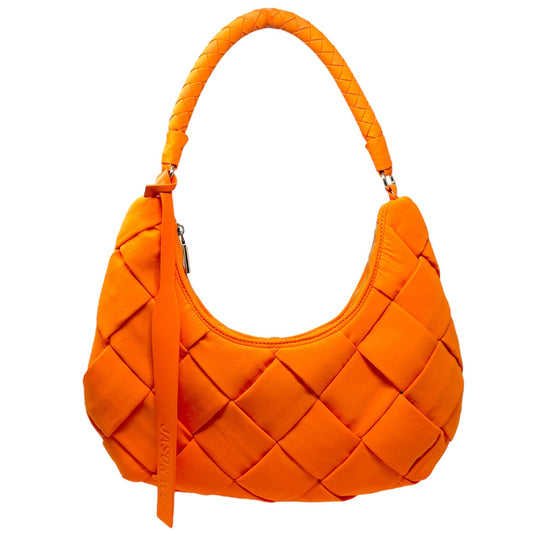 Woven Hobo Shoulder Bag in Persimmon Orange Designer By Jason Wu, Size: Medium