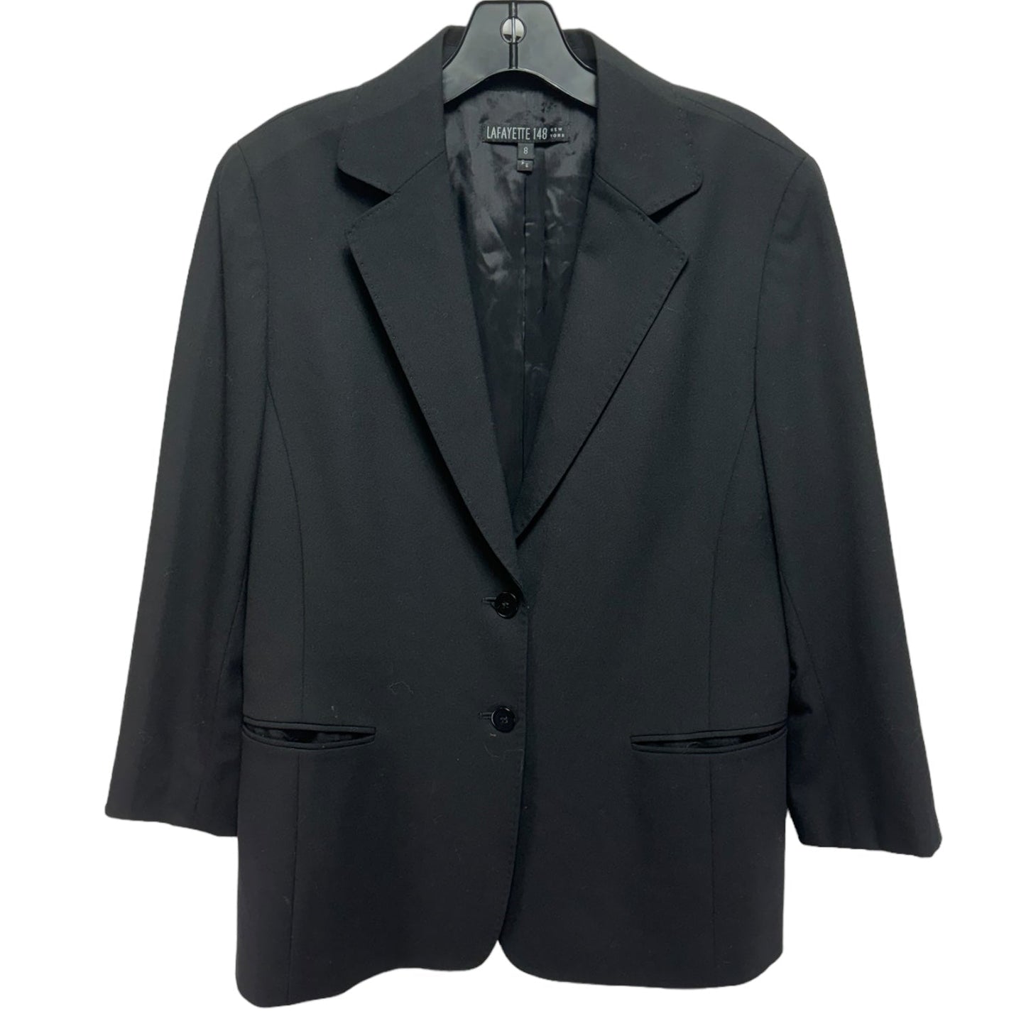 Two Button Single Breasted Blazer Designer By Lafayette 148 In Black, Size: 8