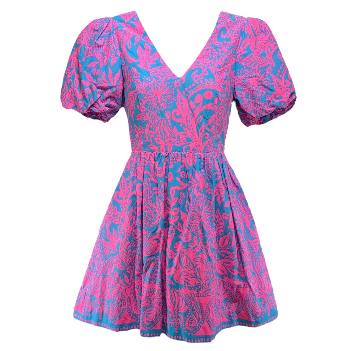 Suzie Short Sleeve Dress Designer By Lilly Pulitzer In Aura Pink Leaf An Impression, Size: 0