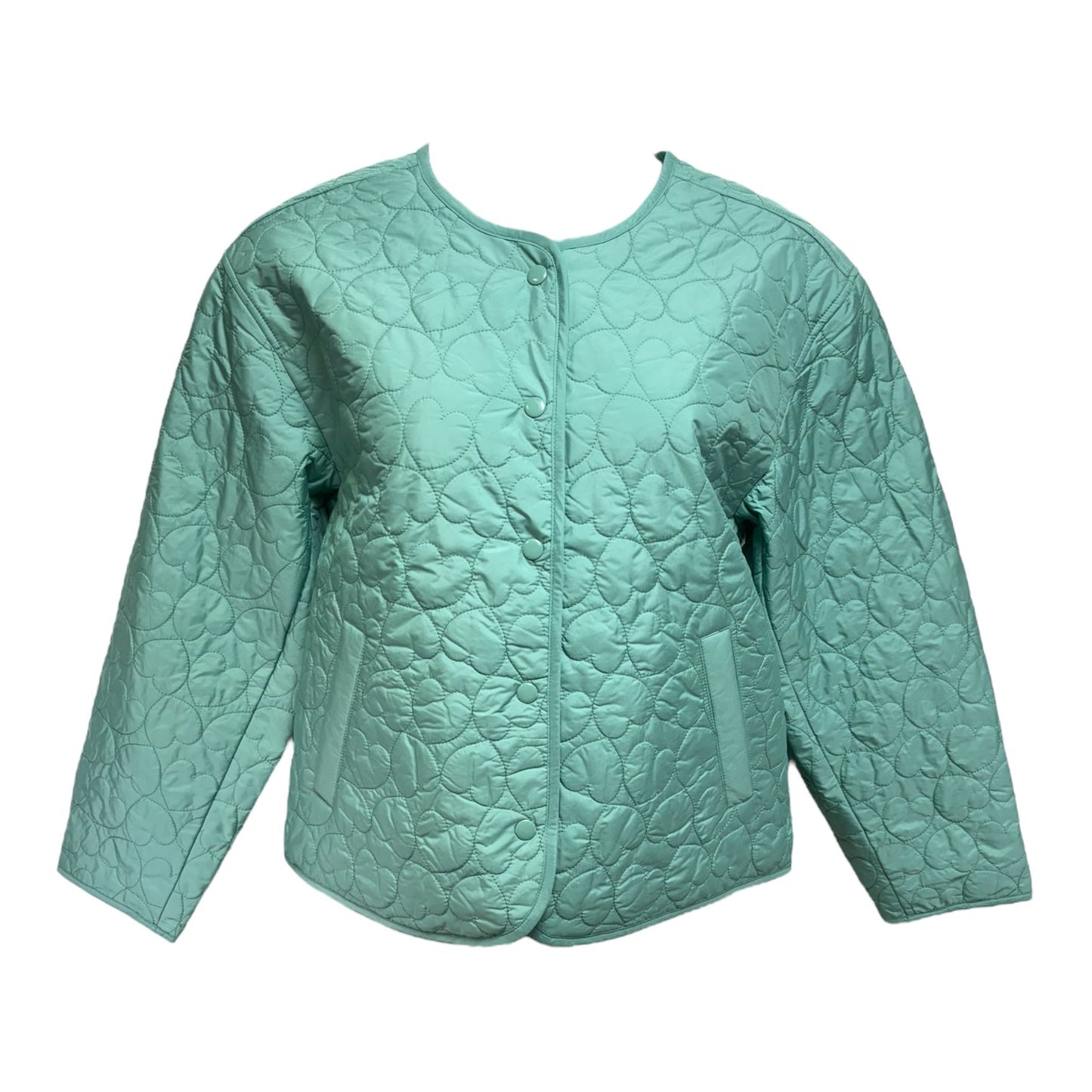 Heart Embroidered Jacket Puffer & Quilted By J. Crew In Green, Size: M