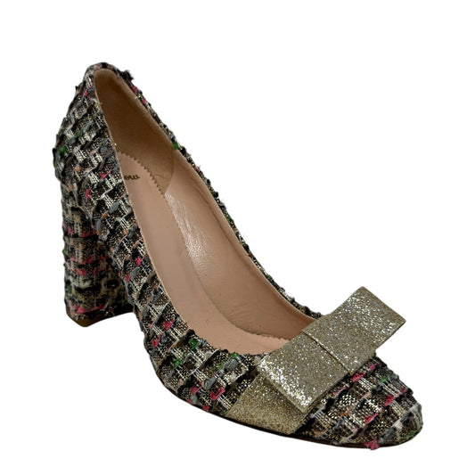 Tweed Pumps With Gold Bow By J. Crew In Gold, Size: 6