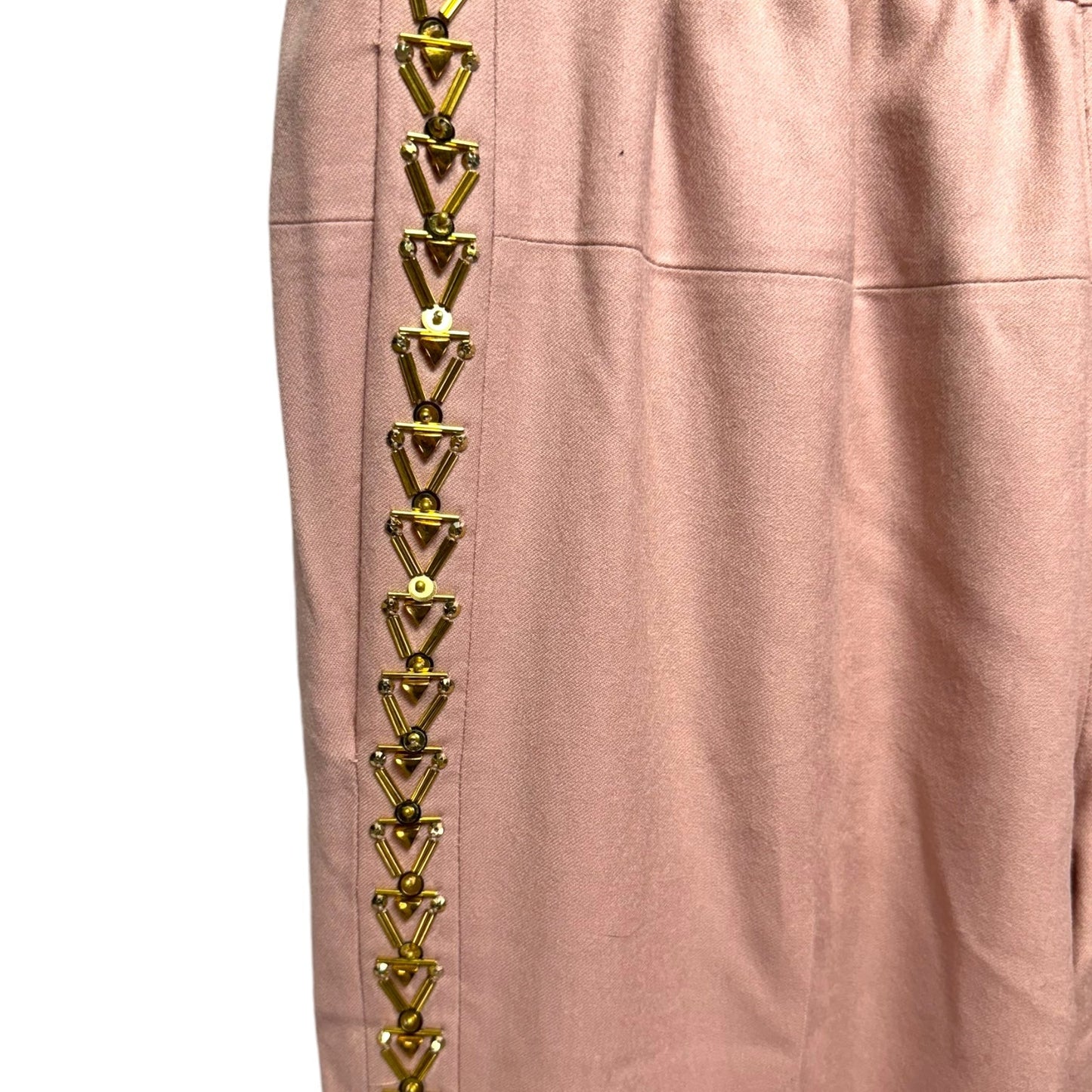 Embellished Italian Wool Pull On Pant By J. Crew Collection In Mauve, Size: 0