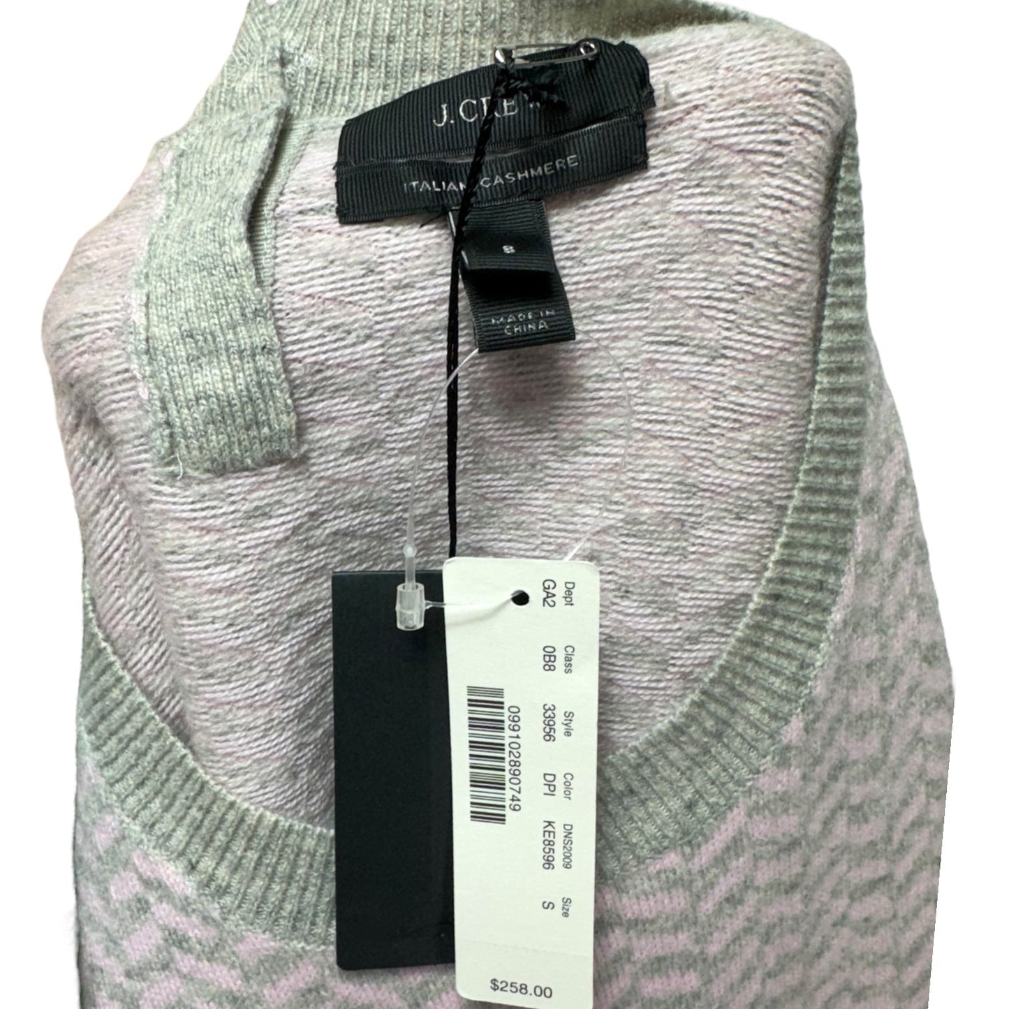 100% Italian Cashmere Herringbone Sweater By J. Crew Collection In Green & Pink, Size: S