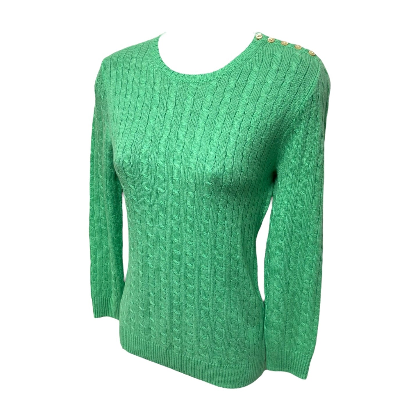 Cashmere Cable Knit Pullover Sweater By J. Crew Collection In Green, Size: XS