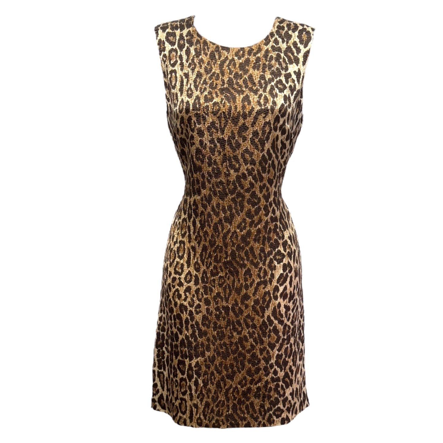 Vintage Sleevless Mini Dress Luxury Designer By Dolce And Gabbana In Leopard Print, Size: 6