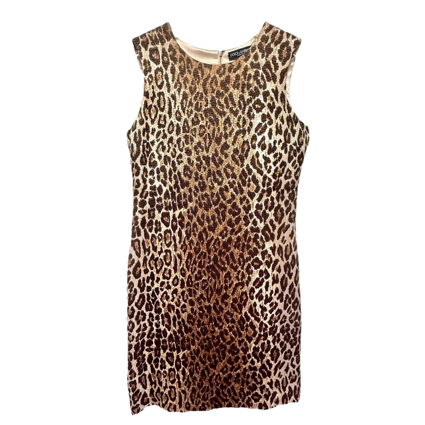 Vintage Sleevless Mini Dress Luxury Designer By Dolce And Gabbana In Leopard Print, Size: 6