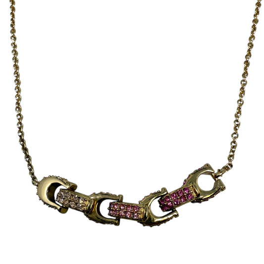 Signature Gold-Tone Pave C-Chain Mini Necklace Designer By Coach