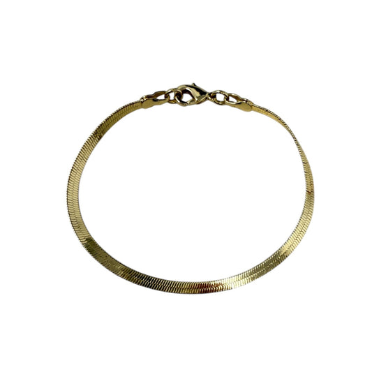 Gold Tone Herringbone Bracelet By Unbranded