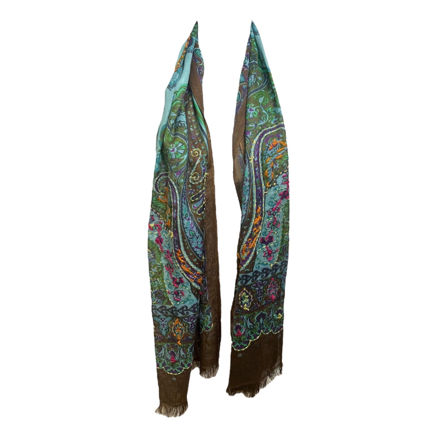 Embroidered Wool Scarf Long By Peruvian Connection