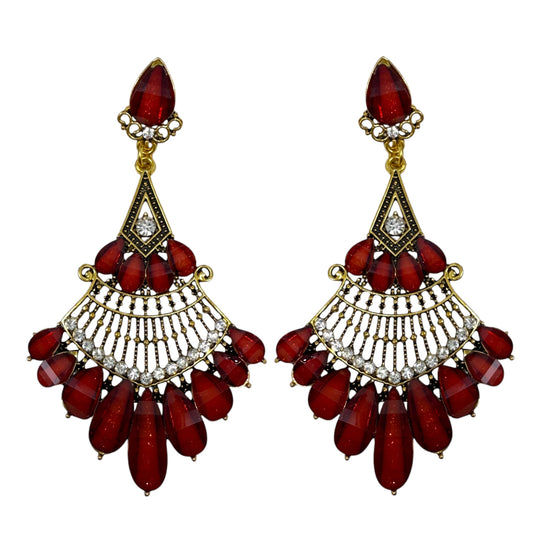 Red Statement Earrings Dangle/drop By Unbranded