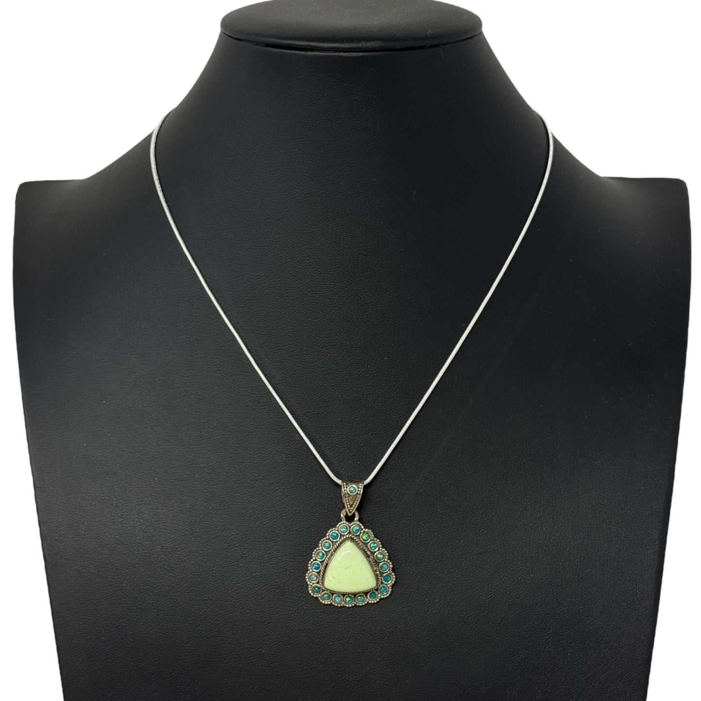 Opal, Stone & Sterling Silver Pendant Necklace By Unbranded