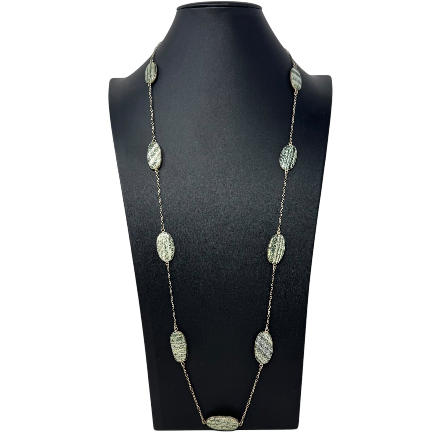 Stone Long Station Necklace Chain By Unbranded