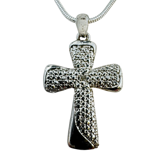 Sterling Silver Byzantine Cross Pendant Necklace By Unbranded