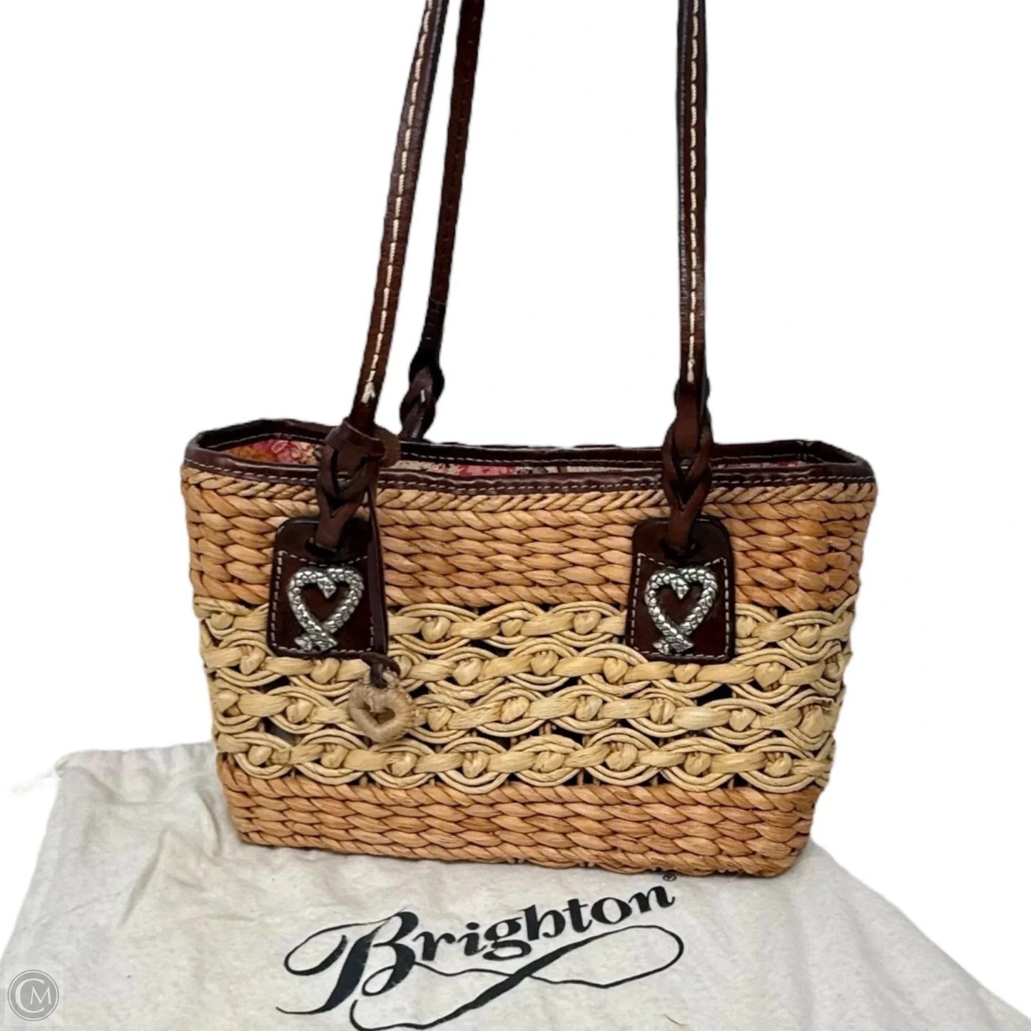 Shelie Woven Straw Bag With Heart Charm By Brighton, Size: Small