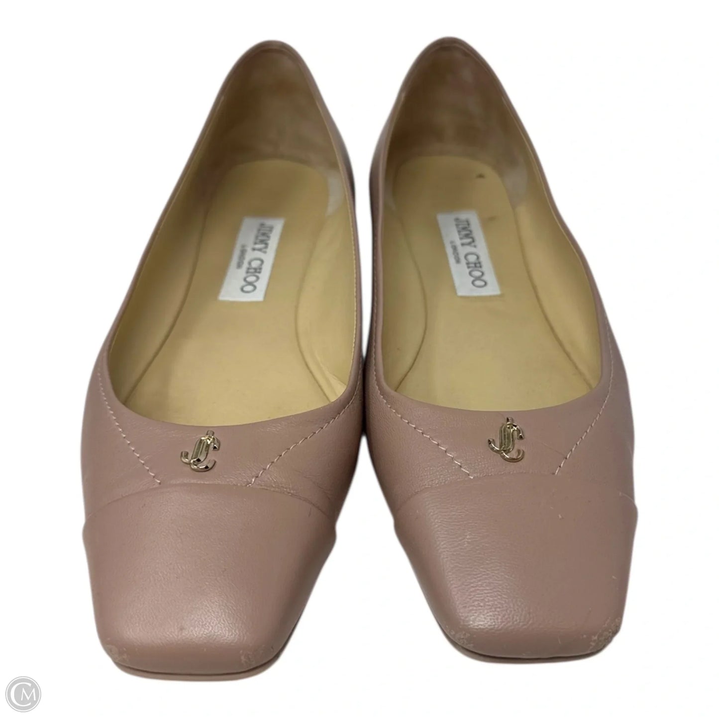 Gisela Napa Leather Ballet Flat Shoes Luxury Designer By Jimmy Choo In Tan, Size: 9