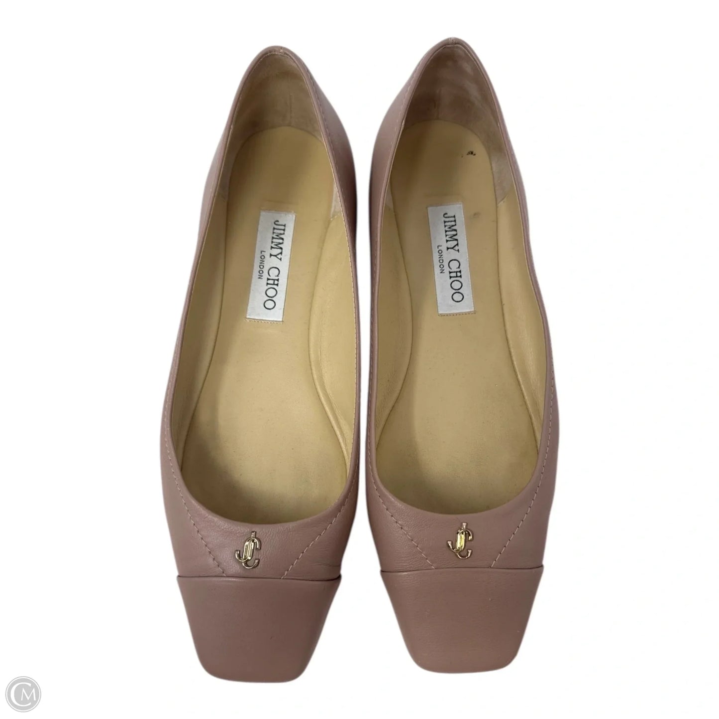 Gisela Napa Leather Ballet Flat Shoes Luxury Designer By Jimmy Choo In Tan, Size: 9