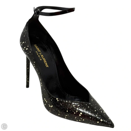 Zoe Stardust Patent Leather D'Orsay Pumps Luxury Designer By Yves Saint Laurent In Black & Cream, Size: 8