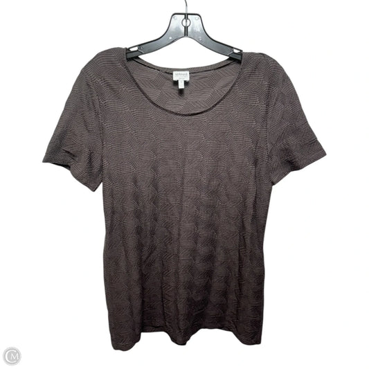 Textured Top Short Sleeve Designer By Armani In Brown, Size: 12