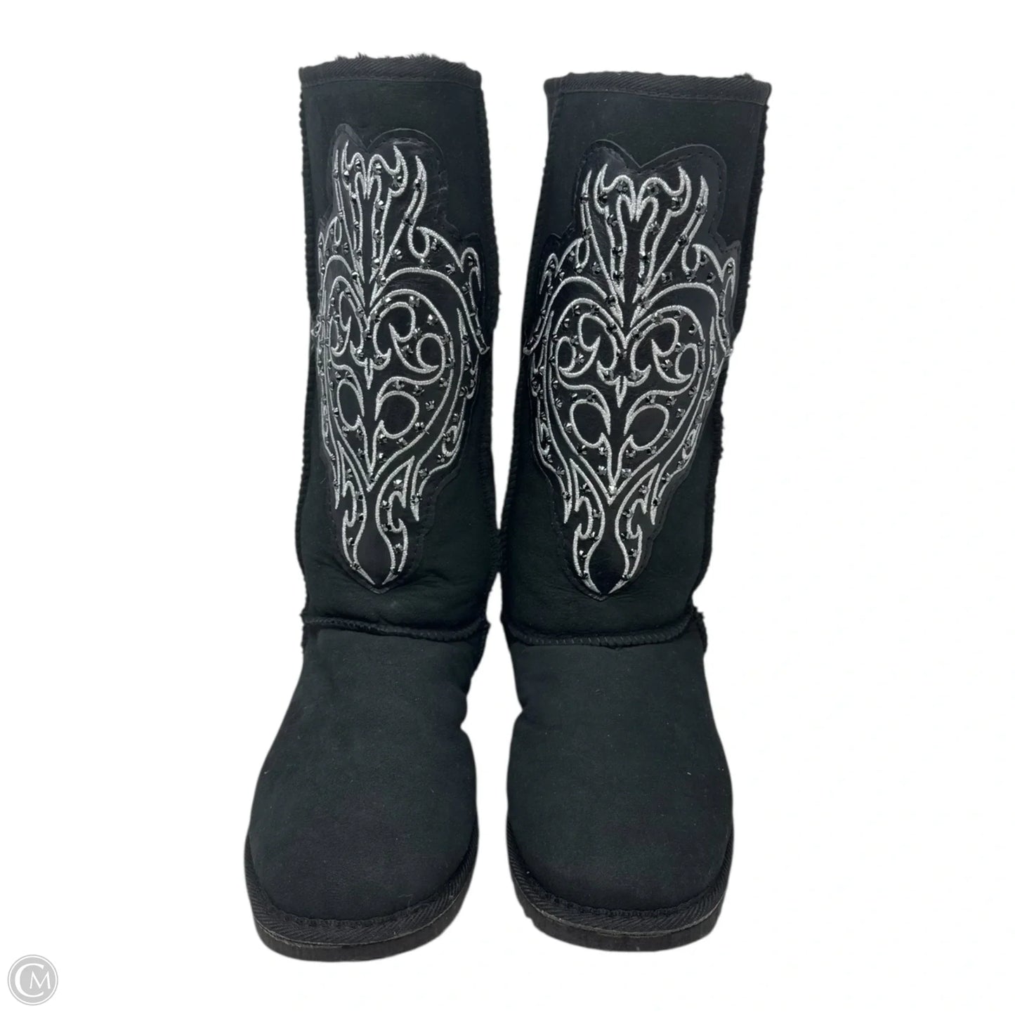 Rhinestone Fur Lined Boots Knee Flats By Koolaburra By Ugg In Black, Size: 9