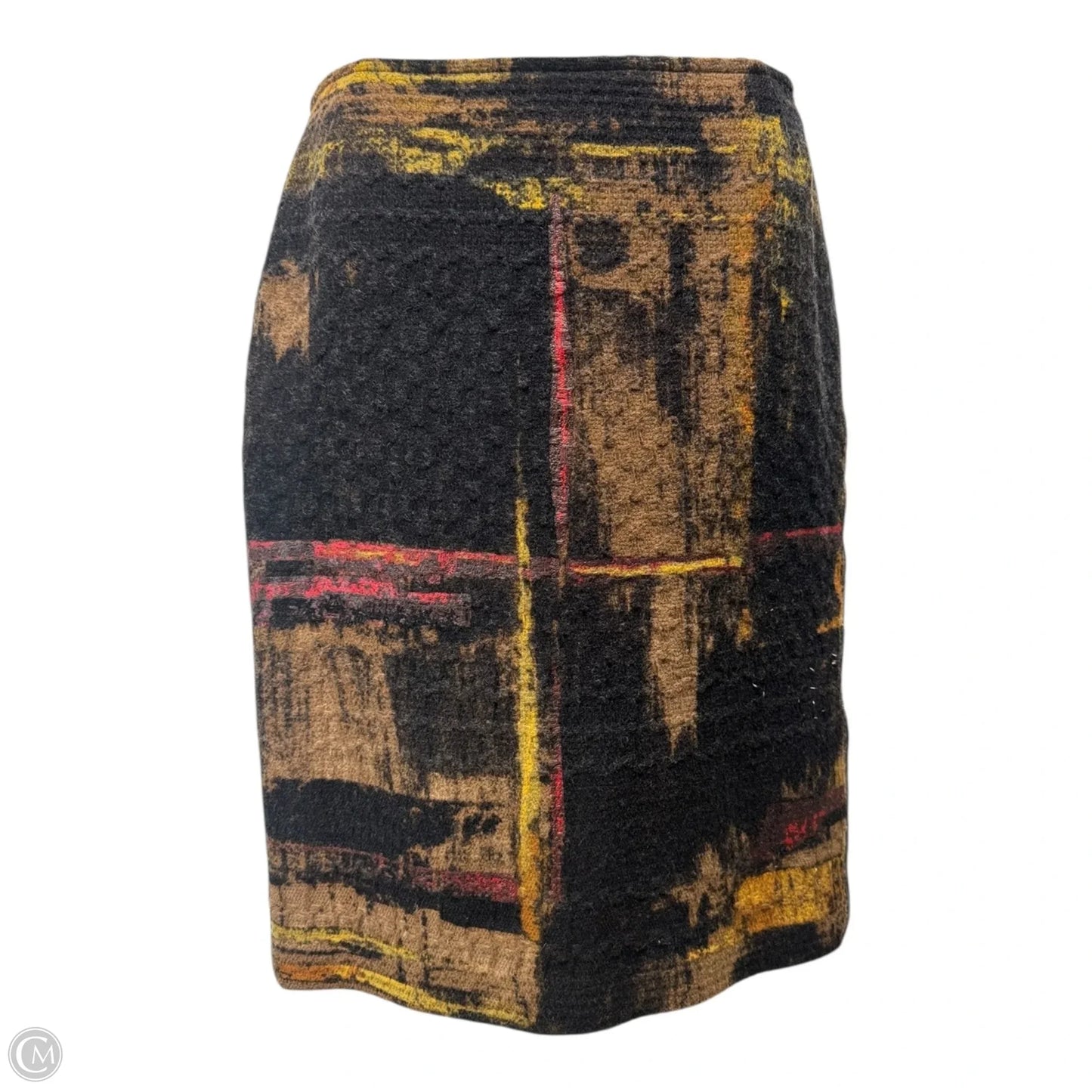 Brush Stroke Tweed Wool Blend Skirt Designer By Lafayette 148 In Black & Gold, Size: 6