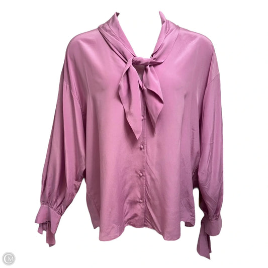 Biscarfa Silk Blouse Long Sleeve By Hugo Boss In Pink, Size: 10