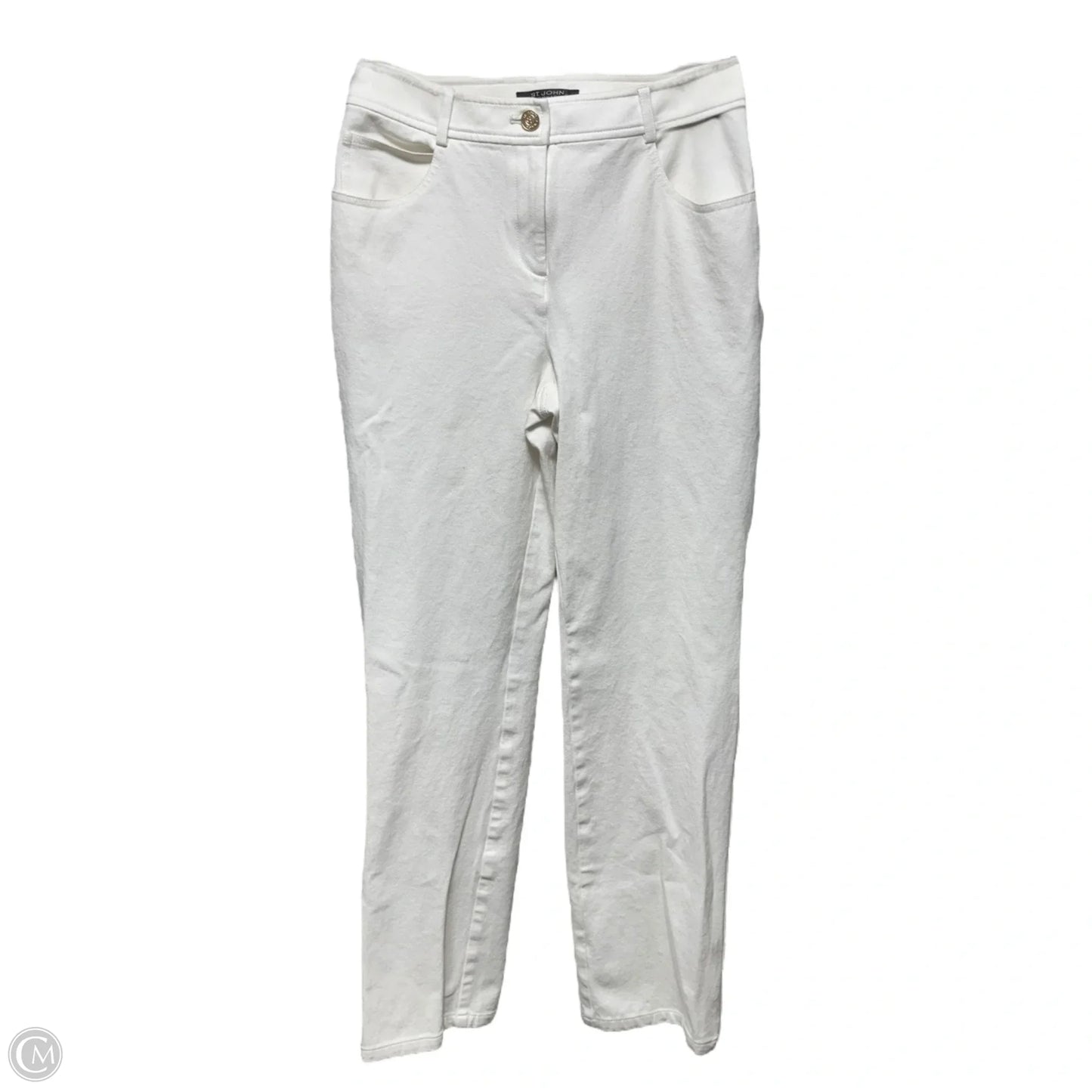 Denim Stretch Pants Designer By St John Caviar In Eggshell, Size: 2