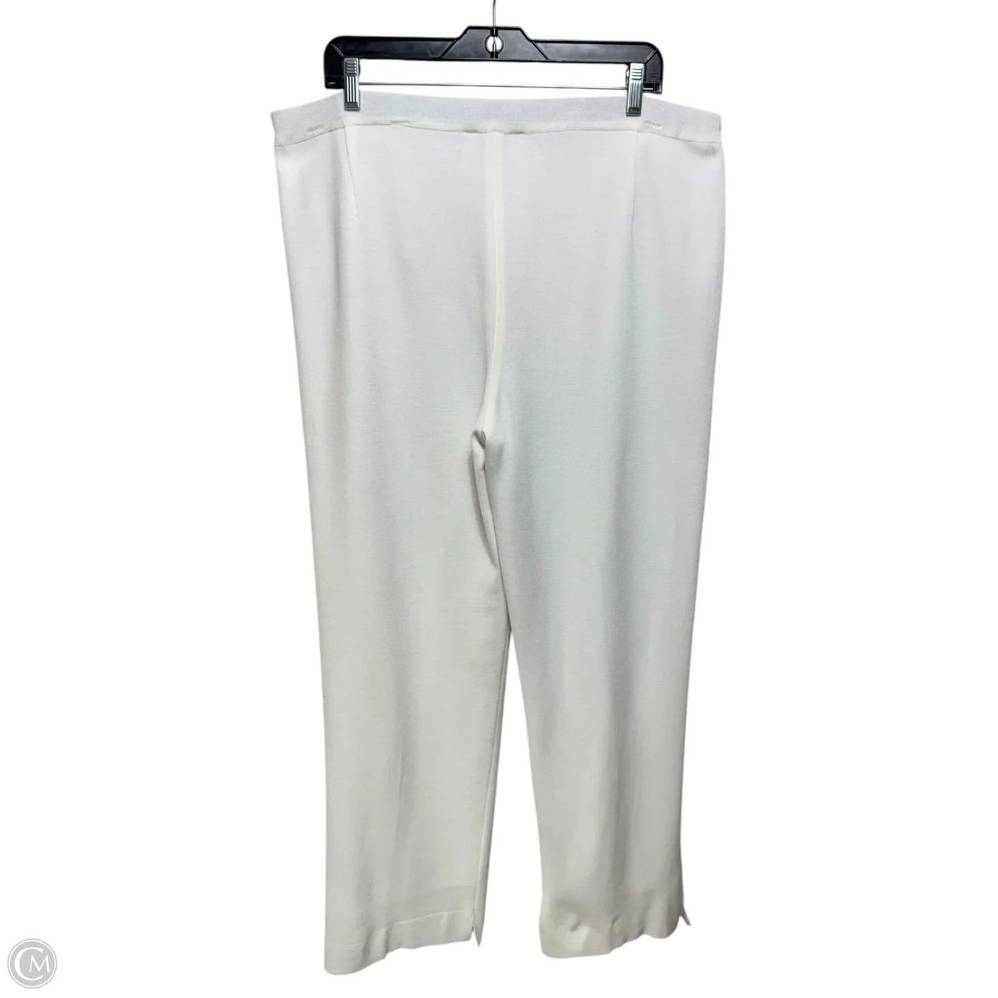 Knit Straight-Leg Ankle Pants By Ming Wang In White, Size: 1X
