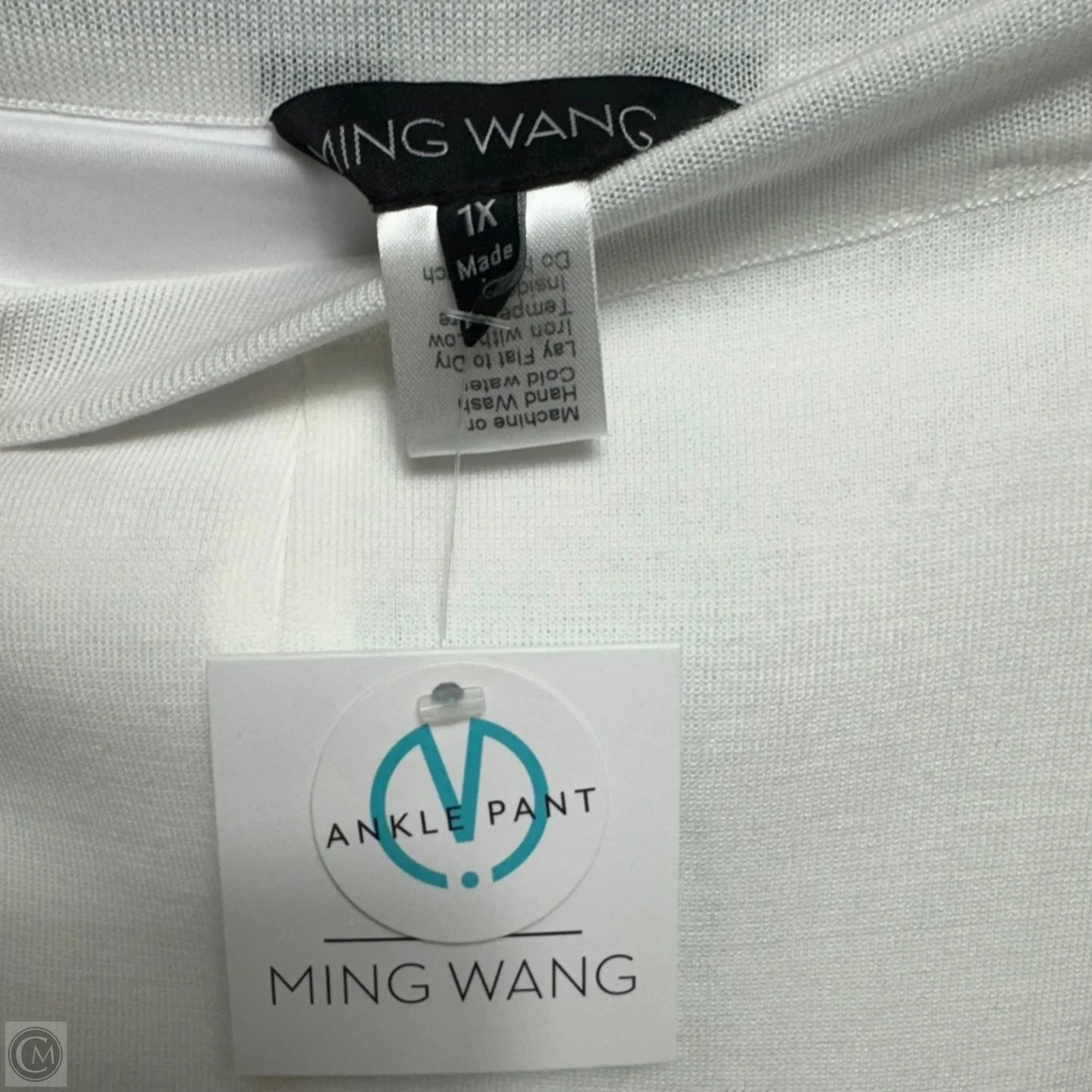 Knit Straight-Leg Ankle Pants By Ming Wang In White, Size: 1X