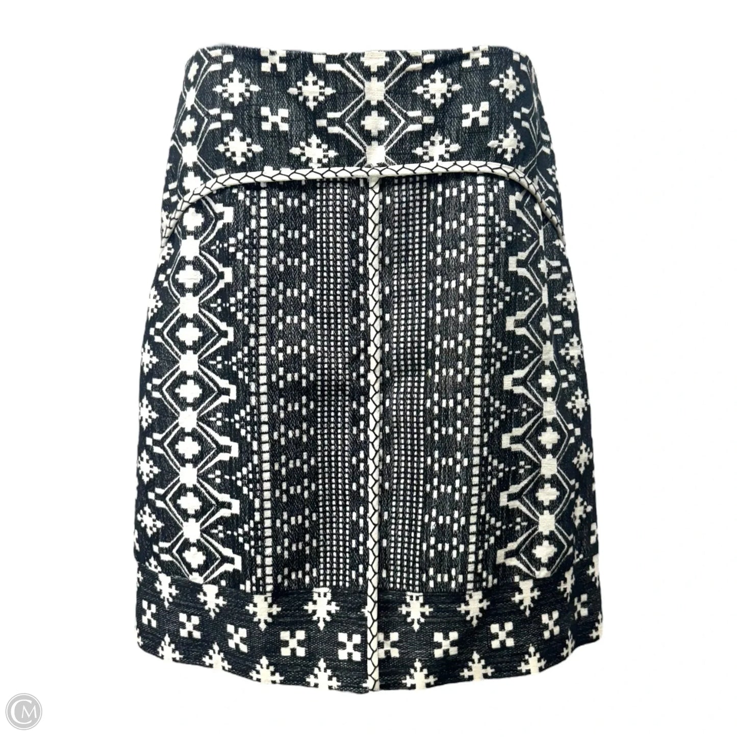 Patrice Linen Blend Pattern Straight Skirt By Kobi Halperin In Black & White, Size: 4