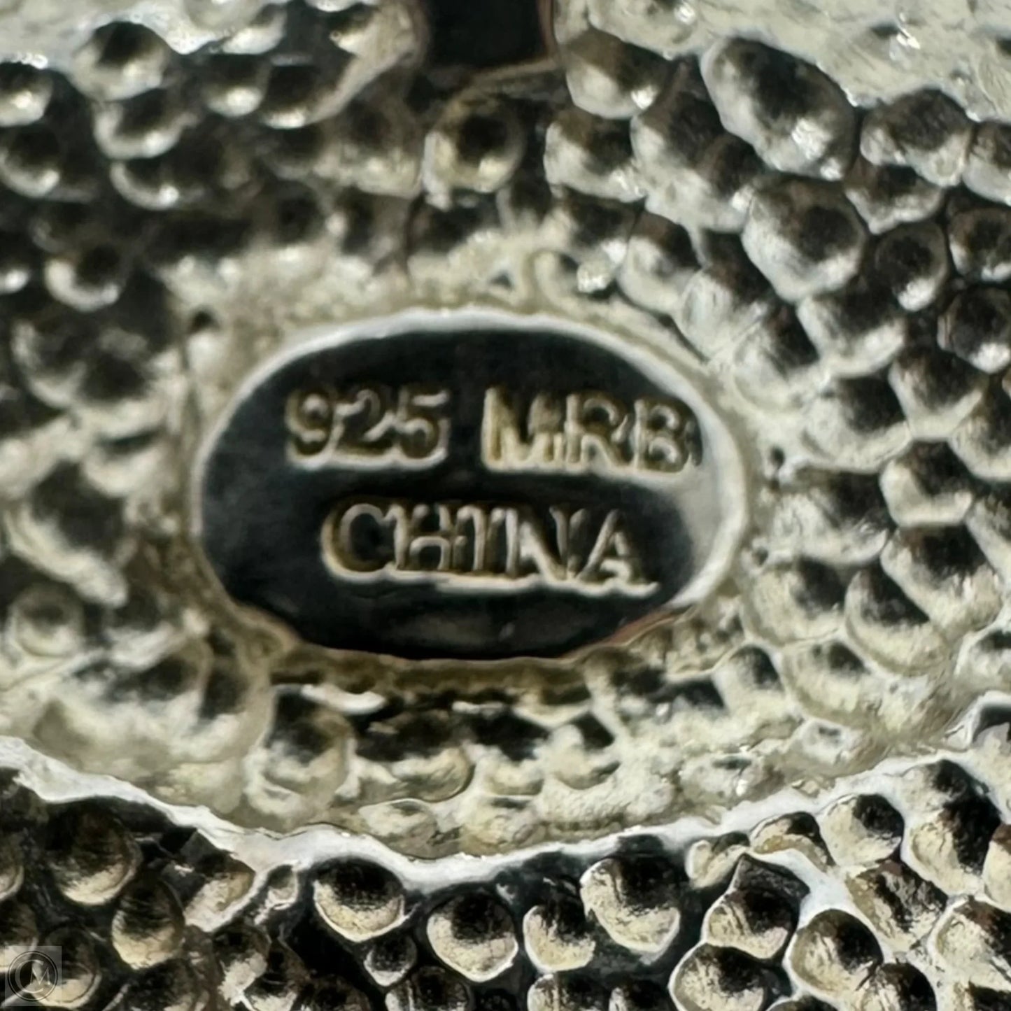 Two Tone Hammered & Brushed Gold Sterling Silver Circle Pendant Stamped MRB