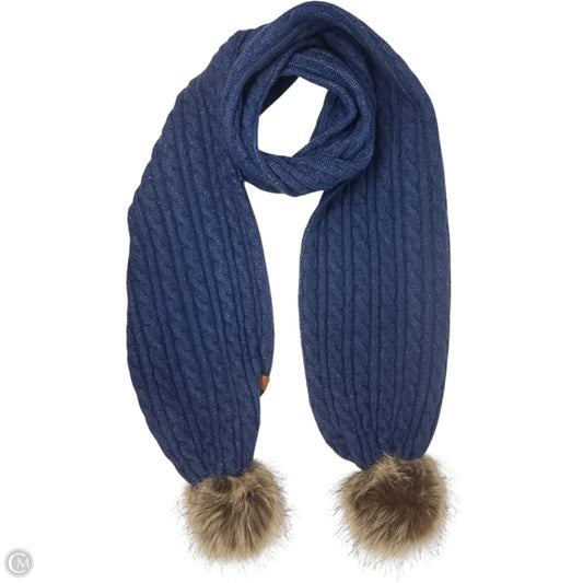 Indigo Cable Long Pom Pom Scarf By Frye And Co